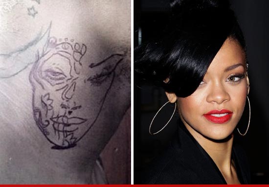 Now That’s True Love! @rihanna Face Inked On @chrisbrown Neck?