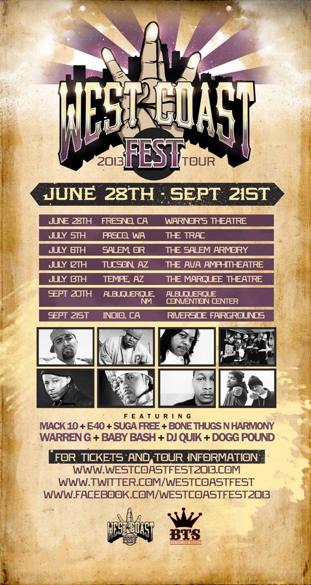 West Coast Fest 2013 Kicks Off Tour With E-40, DJ Quik, Mack 10, Dogg Pound, Bone Thugs N Harmony, Warren G, Suga Free and Baby Bash [Video]