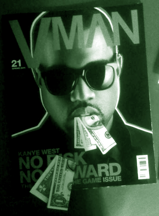 Kanye West Knows How to Put His Money Where His Mouth is..Covers VMan Magazine