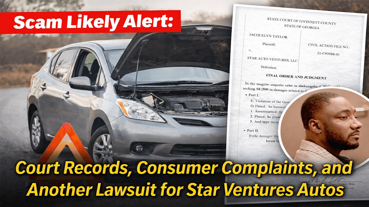 Scam Likely Alert: Court Records, Consumer Complaints, and Another Lawsuit for Star Ventures Autos