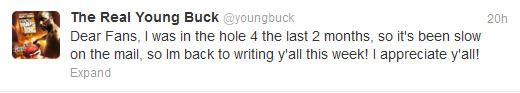 Tweeting from Jail! @YoungBuck Tells Fans He’s Been in the Hole For the Past 2 Months But He’s Back…Sort of?