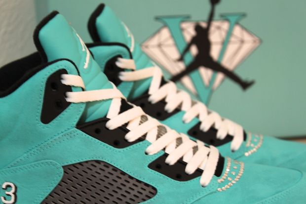 Dopeness At Tiffany’s… Air Jordan 5s Custom “Tiffany” Kicks!!!