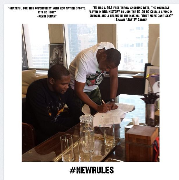 Kevin Durant Officially Signs With Jay-Z & Roc Nation Sports