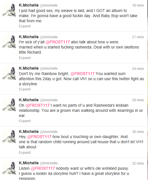 Does K.Michelle Need A Hug? Goes In On Rasheeda’s Husband Kirk On Twitter