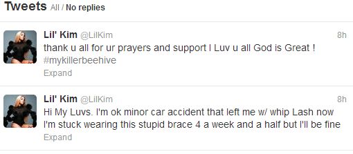 Lil Kim Suffers Whiplash And Has To Wear A Neck Brace Following Car Crash
